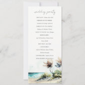 Chic Coastal Palm Beach Seascape Hochzeitsprogramm Einladung (Rückseite)