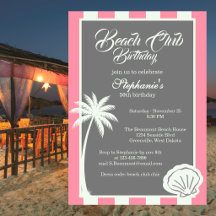Chic Coastal Stripe Beach Club 50. Geburtstag