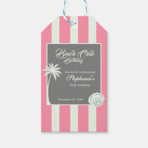 Chic Coastal Stripe Beach Club 50. Geburtstag Geschenkanhänger