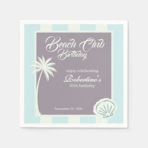 Chic Coastal Stripe Beach Club 50. Geburtstag Serviette