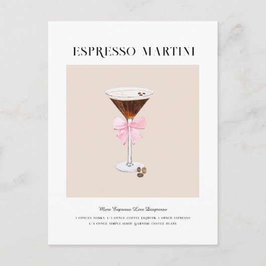 Chic Cocktail Art | Espresso Martini Rezept Postkarte (Vorderseite)