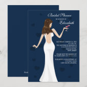 Chic Cocktail Bride Bridal Dusche Einladung blau (Vorne/Hinten)