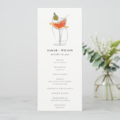 Chic Cocktail Wine Line Zeichnend Hochzeitsprogram Einladung (Stehend Vorderseite)