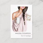 Chic Coffee Beauty Fashion Business Card Visitenkarte (Vorderseite)