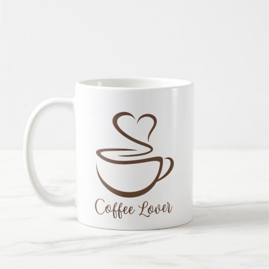 Chic Coffee Lover Herz Minimalistische Tasse (Links)