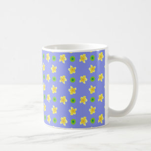 Chic Coffee Tasse: Primrosen, Polkas auf blau Kaffeetasse