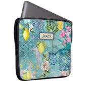 Chic Collage blau türkis sizilianisch Zitrusblüte Laptopschutzhülle (Vorne Rechts)