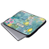 Chic Collage blau türkis sizilianisch Zitrusblüte Laptopschutzhülle (Vorne Knopf)