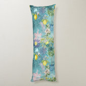 Chic Collage blau türkis sizilianisch Zitrusblüte Seitenschläferkissen (Rückseite (Vertikal))