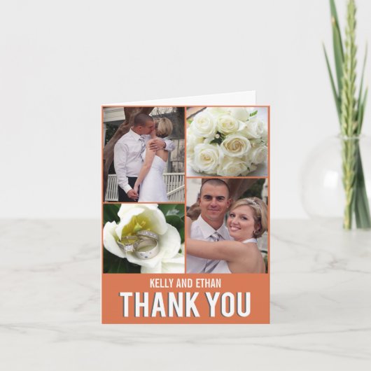Chic Collage Wedding Danke-Card Dankeskarte (Vorderseite)