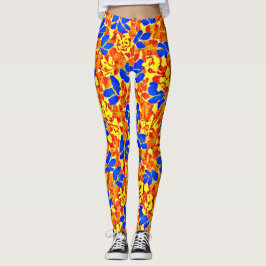 Chic Color Burst Foliage Muster Leggings