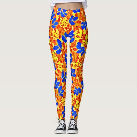 Chic Color Burst Foliage Muster Leggings (Vorderseite)
