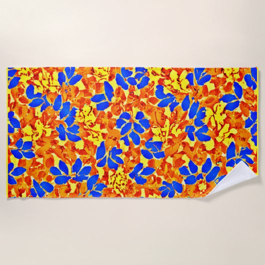 Chic Color Burst Foliage Muster Strandtuch (Vorderseite)