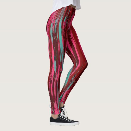 Chic Colorful Abstract Red &Pink Leggings (Rechts)