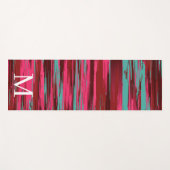 Chic Colorful Abstract Red &Pink Monogram Yogamatte (Vorderseite (Horizontal))