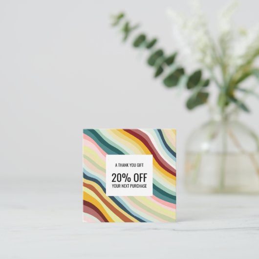 Chic Colorful Curvy Waves Handmade Rabattkarte (Stehend Vorderseite)