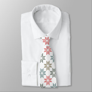 Chic Colorful Four Poinsettias Motif Krawatte