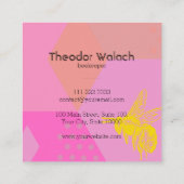 Chic Colorful Gold Bee Beruflich Quadratische Visitenkarte (Rückseite)