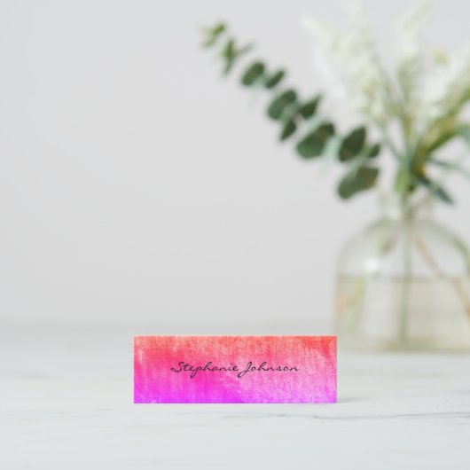 Chic Colorful Grunge Cursive Text Mini Visitenkarte (Stehend Vorderseite)