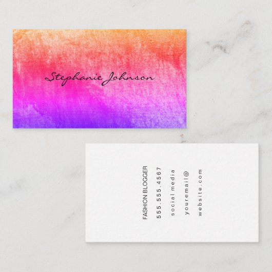 Chic Colorful Grunge Cursive Text Visitenkarte (Vorne/Hinten)