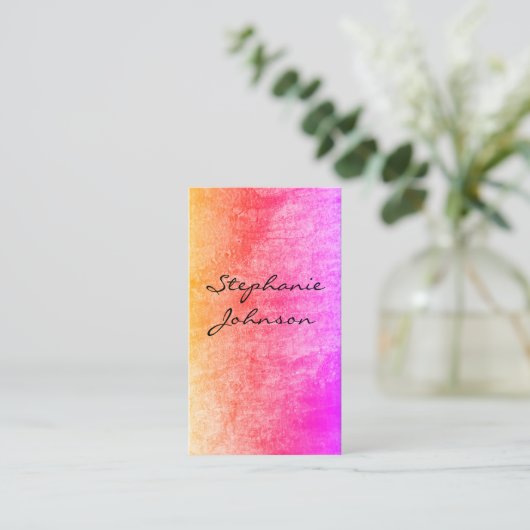 Chic Colorful Grunge Cursive Text Visitenkarte (Stehend Vorderseite)
