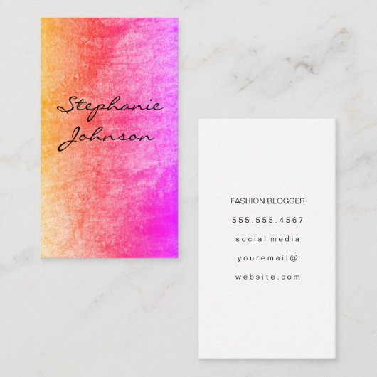 Chic Colorful Grunge Cursive Text Visitenkarte (Vorne/Hinten)