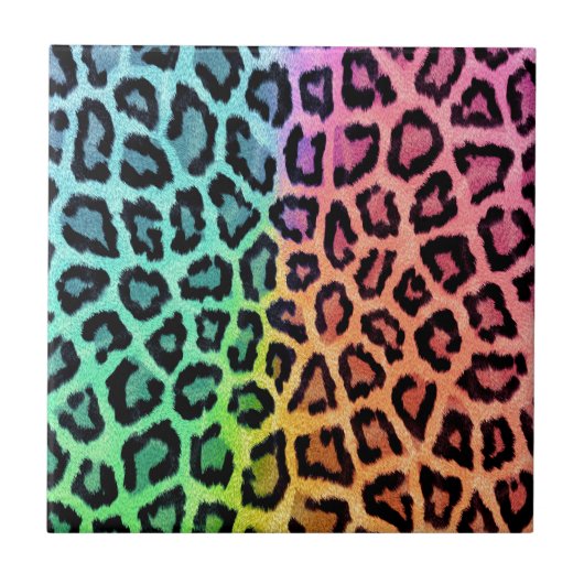 Chic Colorful Leopard Muster Fliese (Vorderseite)