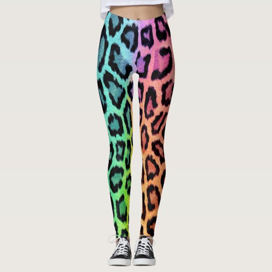 Chic Colorful Leopard Muster Leggings (Vorderseite)