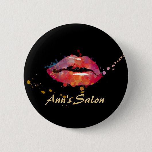 Chic Colorful Lips Make Hair Salon Buttons (Vorderseite)