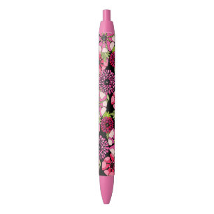 Chic Colorful Magnolia Blume Muster auf schwarz Kugelschreiber