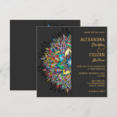 Chic Colorful Mandala Wedding Einladung (Vorne/Hinten)