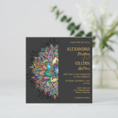 Chic Colorful Mandala Wedding Einladung (Stehend Vorderseite)