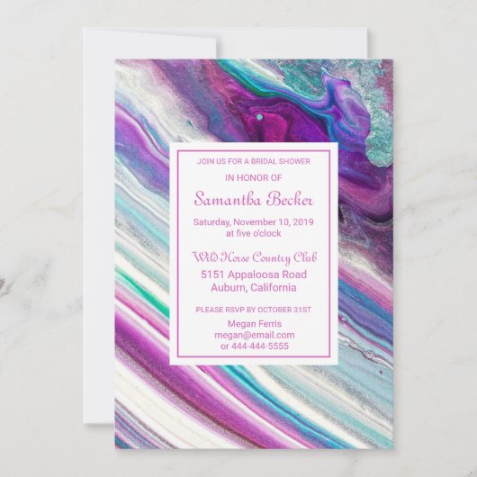 Chic Colorful Marmor Bridal Dusche Einladung (Vorderseite)