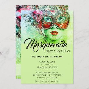 Chic Colorful Masquerade Party Einladung