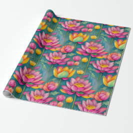 Chic Colorful Pink Lotus Blume Botanische Vegetati Geschenkpapier