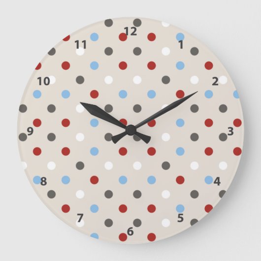 Chic Colorful Polka Dots Muster Große Wanduhr (Vorderseite)
