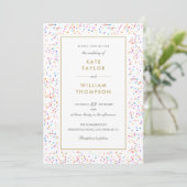 Chic Colorful Rainbow Confetti Wedding Einladung (Stehend Vorderseite)