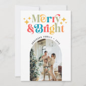 Chic Colorful Retro Merry & Bright Weihnachten Fot (Vorderseite)