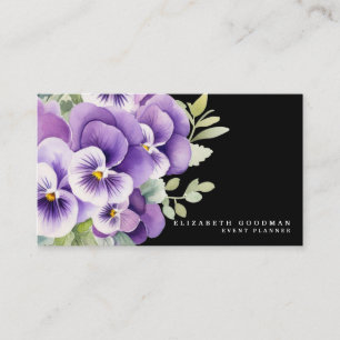 Chic Colorful Spring Stiefmütterchen Black Busines Visitenkarte