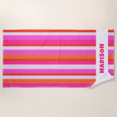 Chic Colorful Stripes Monogram Name Summer Strandtuch (Vorderseite)