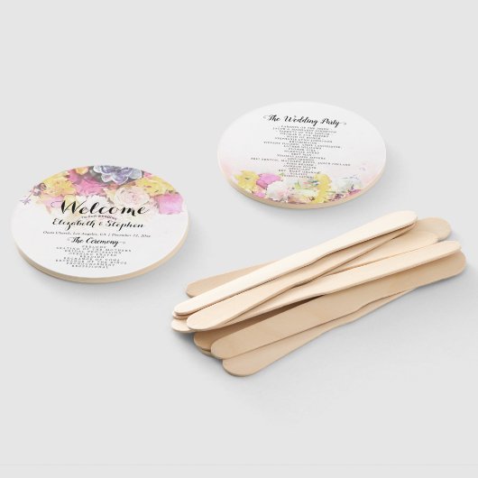 Chic Colorful Watercolor Blume Hochzeitsprogramme Fächer (Non-assembled)