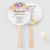 Chic Colorful Watercolor Blume Hochzeitsprogramme Fächer (Vorne und Hinten)