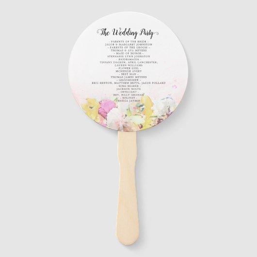 Chic Colorful Watercolor Blume Hochzeitsprogramme Fächer (Rückseite)