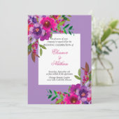 Chic Colorful Watercolor Blume Sommerhochzeit Einladung (Stehend Vorderseite)