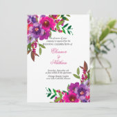 Chic Colorful Watercolor Blume Sommerhochzeit Einladung (Stehend Vorderseite)