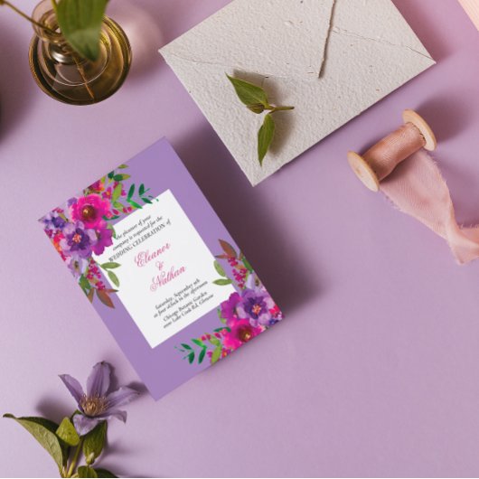 Chic Colorful Watercolor Blume Sommerhochzeit Einladung