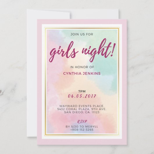 Chic Colorfull Junggeselinnen-Abschied Einladung (Vorderseite)