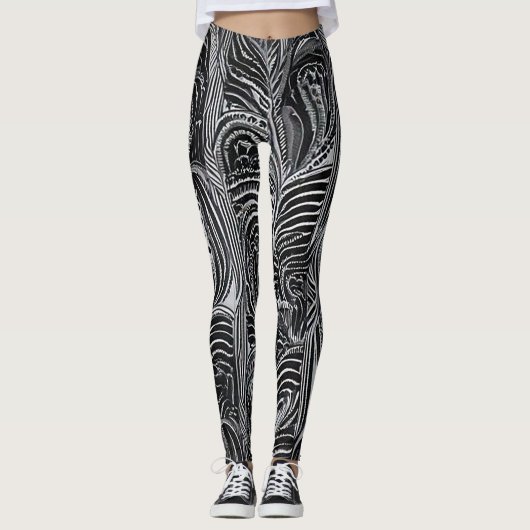 Chic Comfort: Abstrakt grau und schwarz Leggings (Vorderseite)