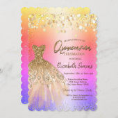 Chic Confetti Dots, Chic Dress Quinceañera Einladung (Vorne/Hinten)
