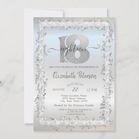 Chic Confetti Frame 18. Geburtstagsparty Einladung (Vorderseite)
